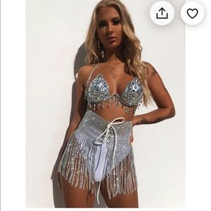 Rhinestone Fringe Skirt